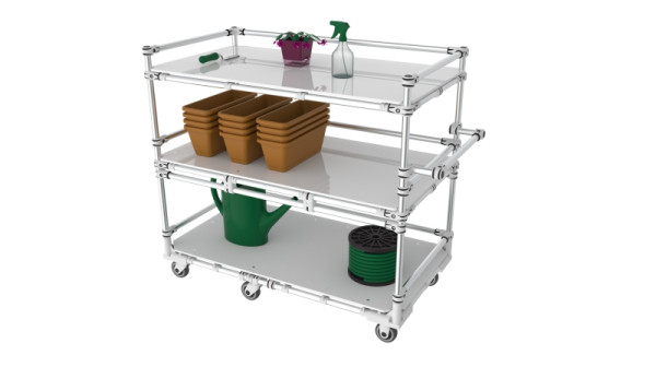 TRILOGIQ 3-stöckiger Regal-Trolley – groß, 1430 x 710 x 1200 mm, 49A-15