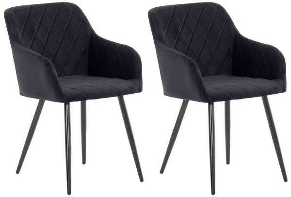 CLP 2er Set Esszimmerstuhl Shila Samt, schwarz, 322104