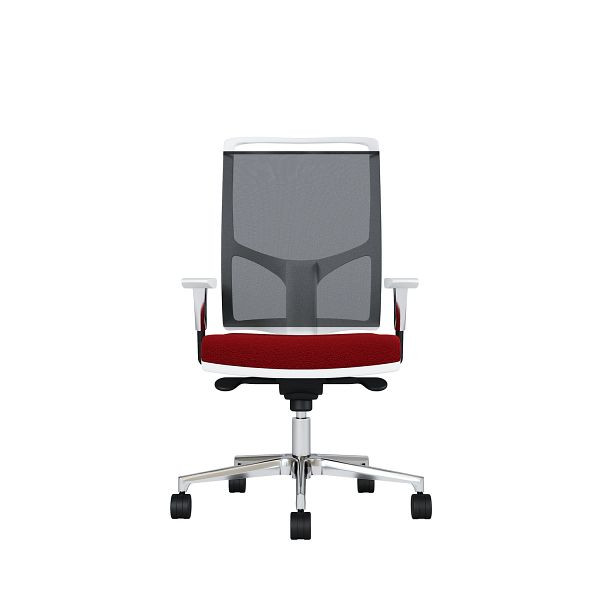 Bisley Bürodrehstuhl Zed, Weißes Kunststoff, Höhenverstellbare Armlehnen, Fußkreuz und Armlehnen aus Aluminium, NE0236 weinrot, ZEDALLWNE0236