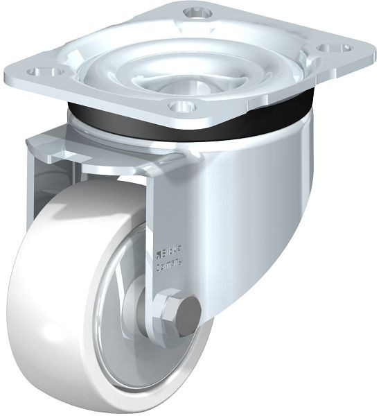 Blickle LK-SPO 75K-FA Stahlblech-Lenkrolle, schwere Ausführung, mit Anschraubplatte, Polyamid, Weiß, 335281