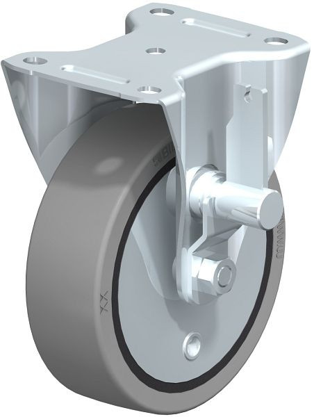 Blickle B-GEV 160K-TB-SG Bockrolle mit Trommelbremse, Elastik-Vollgummi, Grau, 842745