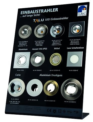 rutec Mustertafel für Einbaustrahler mit Logo - bestückt -, 10005-M