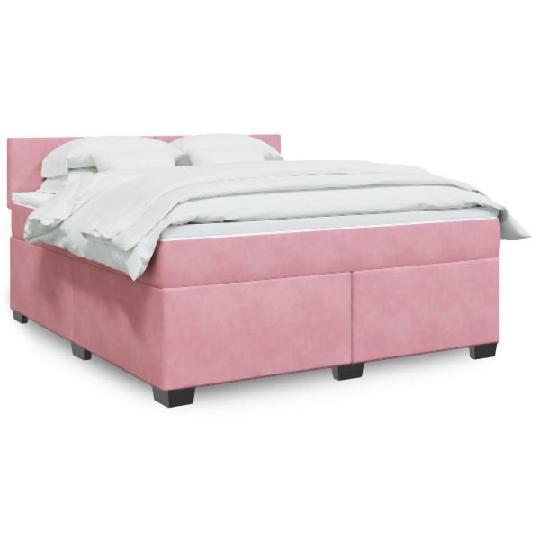 vidaXL Boxspringbett mit Matratze Rosa 180x200 cm Samt, 3286377