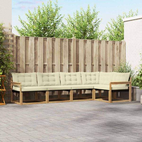 vidaXL Outdoor-Sofagarnitur mit Kissen 5-teilig Weiß und Creme, 3388676