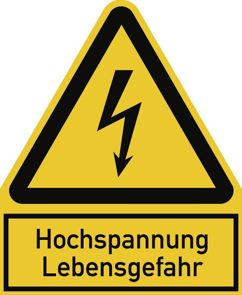 Moedel Hochspannung Lebensgefahr, Kombischild, Folie, 100x122 mm, 57992