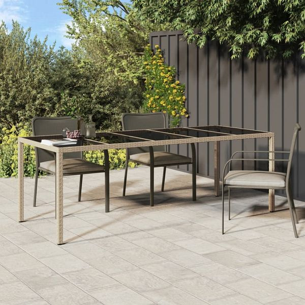 vidaXL Gartentisch Beige 250x100x75 cm Hartglas und Poly Rattan, 316728