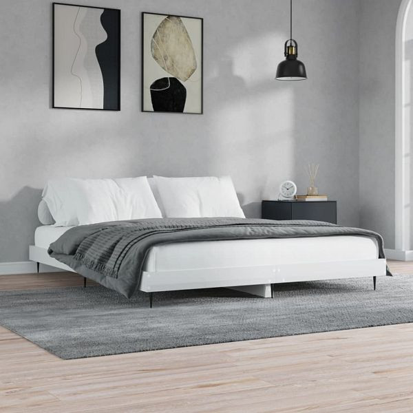 vidaXL Bettgestell Hochglanz-Weiß 160x200 cm Holzwerkstoff, 832231