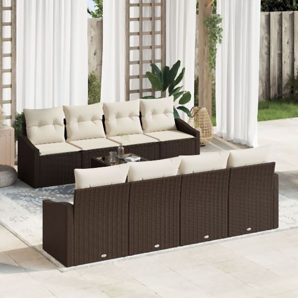 vidaXL 7-teilige Garten Sofa Set mit Kissen Braun Poly Rattan, 3355317