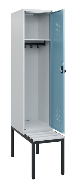 C+P Spind Evolo PLUS, 1 Abteil, 1950x400x815mm, 7035/0010, Drehriegel, Sitzfläche Kunststoff, Sitzbank, 0490505-12 S10063