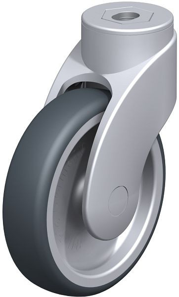 Blickle LWG-TPA 126G Kunststoff-Lenkrolle WAVE mit Rückenloch, Thermoplastisches Gummi-Elastomer, Grau, 743272