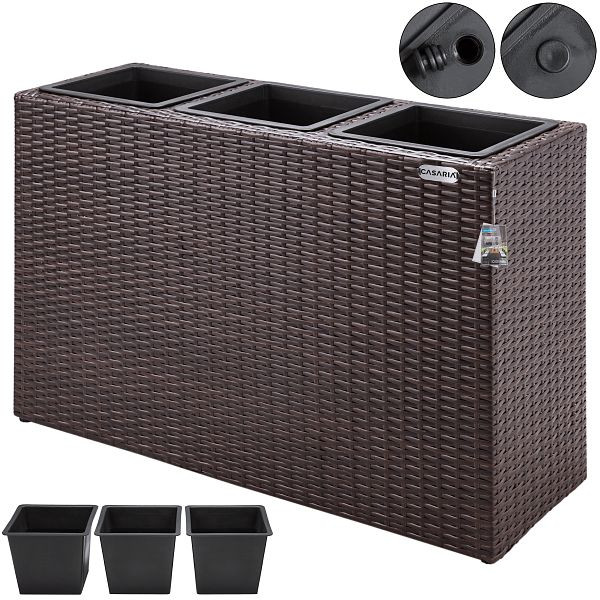 casaria Polyrattan Blumentopf Braun 83x30,5x60cm, 106640