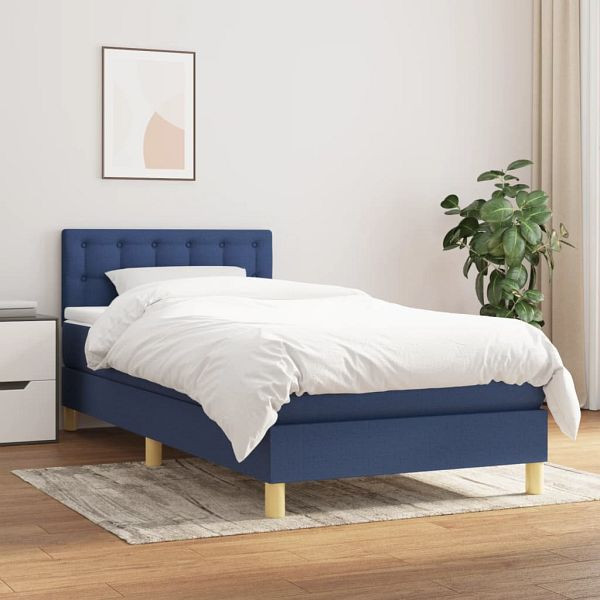 vidaXL Boxspringbett mit Matratze Blau 80x200 cm Stoff, 3140895