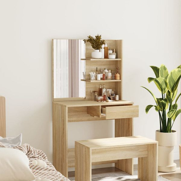 vidaXL Schminktisch mit Spiegel Sonoma-Eiche 74,5x40x141 cm, 802807