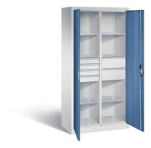 C+P Werkzeugschrank Acurado, H1950xB930xT500mm, Farbe: Lichtgrau / Fernblau, Muldengriff, 8921-3041 S10182