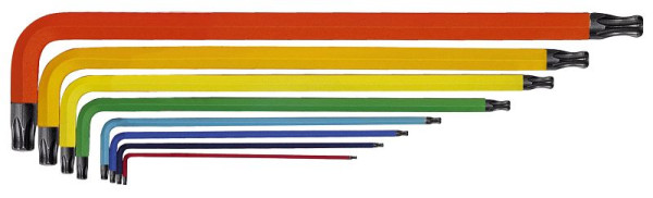 KUKKO TX-Winkelschraubendreher mit Kugelkopf und Farbcodierung, Farbe: blau, Torx Kugelkopf Profil: TX 15, VE: 10 Stück, 212BT315