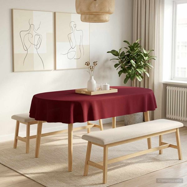 vidaXL Tischdecke 5 stk. Oval Weinrot 160 x 220 cm Polyester, 42040288