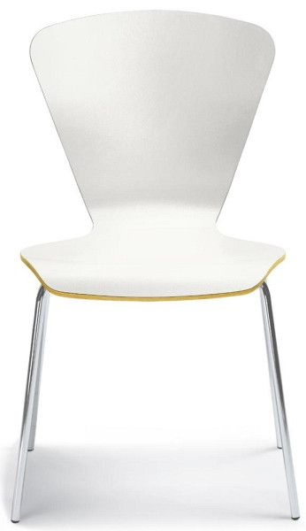 Deskin Besucherstuhl TRIAS, 4-Fuß Gestell verchromt, Buchenschichtholz, Farbe weiß, VE: 4 Stück, 279018