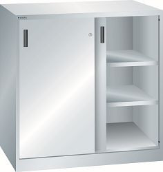 LISTA Schiebetürschrank (BxTxH) 1000x580x1000mm KEY Lock, Lichtgrau, 2 Verstellböden, 58.757.020
