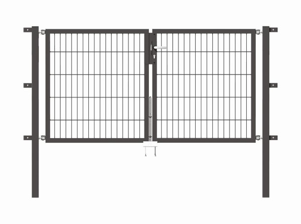 Alberts Doppeltor Flexo mit Zubehör, Breite 200 cm, Höhe: 100 cm, anthrazit, 648398