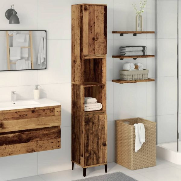 vidaXL Badschrank Altholz-Optik 30x30x190 cm Holzwerkstoff, 857105