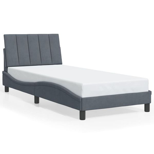 vidaXL Bettgestell mit Kopfteil Dunkelgrau 80x200 cm Samt, 3207814