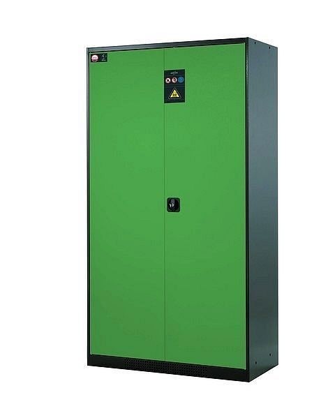asecos Chemikalienschrank CS-CLASSIC Modell CS.195.105 in resedagrün RAL 6011 mit 3x Fachboden (Stahlblech), 30495-048-30509
