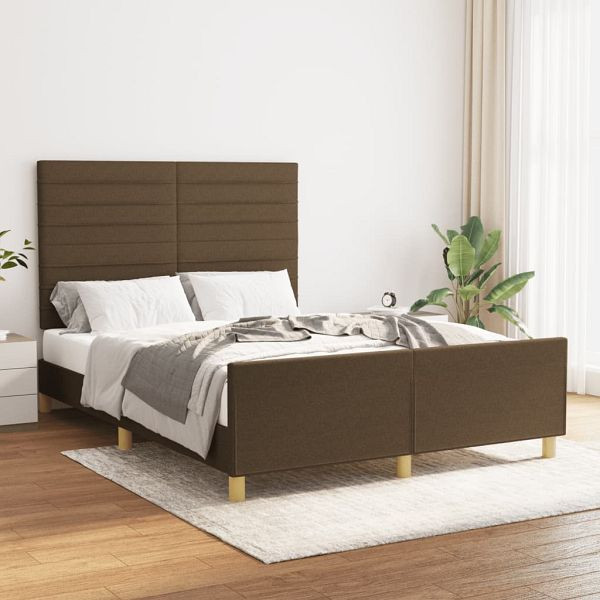 vidaXL Bettgestell mit Kopfteil Dunkelbraun 140x190 cm Stoff, 3125133