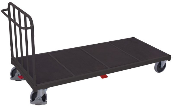 VARIOfit Stirnwandwagen mit senkrechten Streben, Ladefläche: 1.345 x 880 mm, RAL 7016 anthrazitgrau, Radsatz: Bereifung aus Gummi, sw-1312/AG
