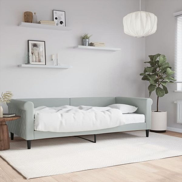 vidaXL Tagesbett mit Matratze Hellgrau 90x200 cm Samt, 3197747