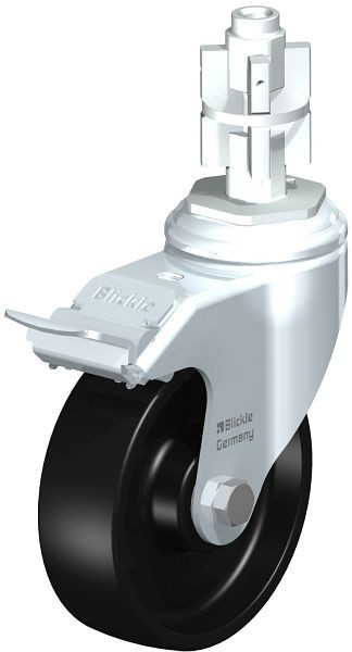 Blickle LKRA-POA 100K-11-FI-E15 Apparate-Lenkrolle mit Rückenloch & Feststeller, Polyamid, Schwarz, 344291