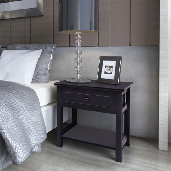 vidaXL Nachttisch Holz Schwarz, 242872, 8718475971269