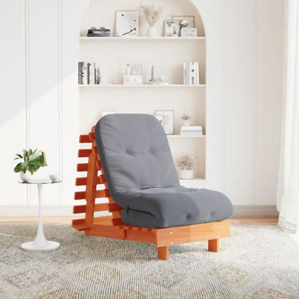 vidaXL Futon Schlafsofa mit Matratze Braun 60x206x11 Massivholz Kiefer, 846748