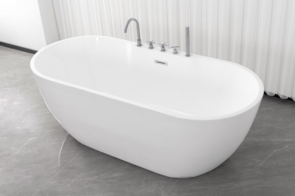 Sanotechnik ARUBA Chrom Acryl Freistehende Badewanne 170x75x58cm weiß mischer chrom, G9045