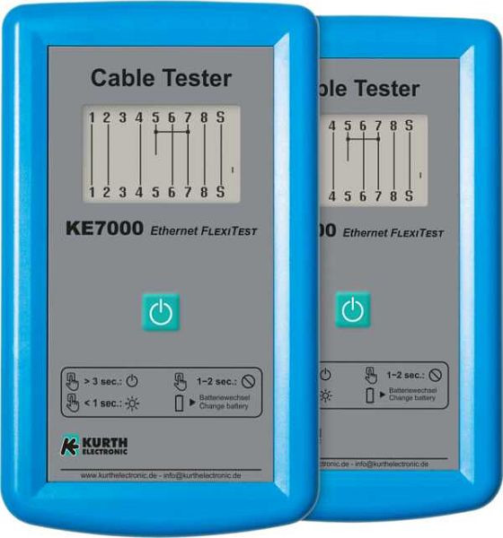 Kurth Electronic LAN Kabeltester Set für Patch-, LAN und Fernmeldeverkabelungen, KE7000, D700A