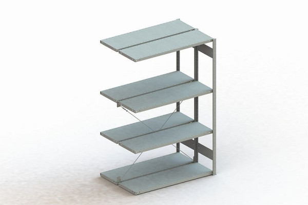 Meta Steckregal Meta CLIP 150 S3 Anbaufeld doppelseitig, Höhe: 2000mm, Länge: 1300mm, Tiefe: 2 x 400mm, Bodenanzahl: 2 x 4, RAL 7035 lichtgrau, 9900004496