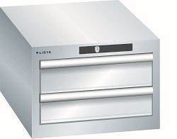 LISTA Schubladenschrank 18x27E (BxTxH) 411x572x283mm KEY Lock, Lichtgrau, 2 Schubladen, Fronthöhen: 100 mm, 78.402.020