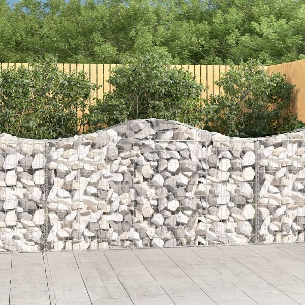 vidaXL Gabionen mit Hochbogen 14 Stück 200x30x100/120cm Verzinktes Eisen, 3145442