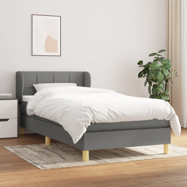 vidaXL Boxspringbett mit Matratze Dunkelgrau 100x200 cm Stoff, 3126782