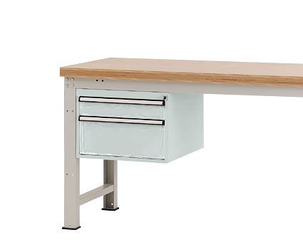 Manuflex Gehäuse-Unterbau PROFI, Nutzhöhe 300 mm mit 2 Schubfächern, für Werkbanktiefe 700 mm, Lichtgrau, ZB4581.7035