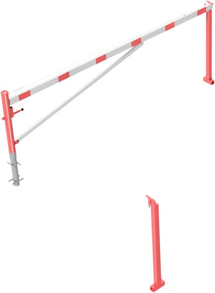 Schake Drehschranke 4,00m, für Vorhangschloss, mit Seilzugverstärkung, Drehpfosten: Ø 102mm, 2 Stück Auflagepfosten 70x70mm, zum Einbetonieren, 4213_40VB