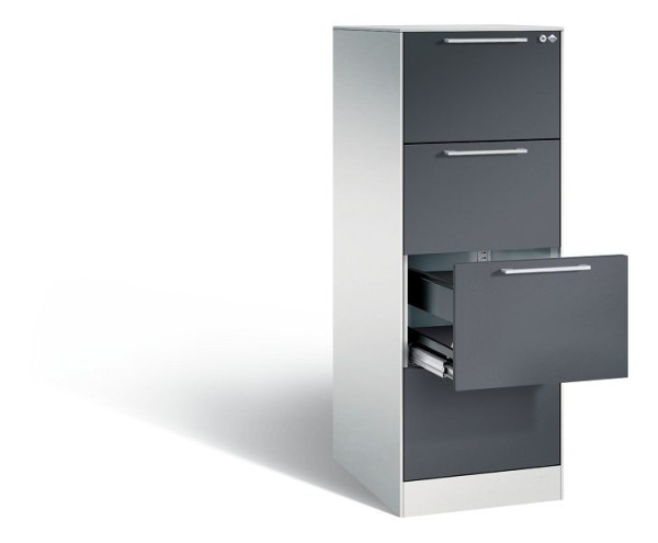 C+P Hängeregistraturschrank Asisto, H1310xB440xT600mm, Farbe: Lichtgrau / Schwarzgrau, Bügelgriff, 146225-411 S10138