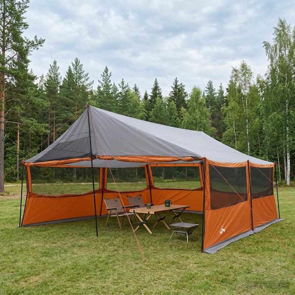 vidaXL Familienzelt mit Dach Grau und Orange 600 x 400 x 268 cm, 42028605