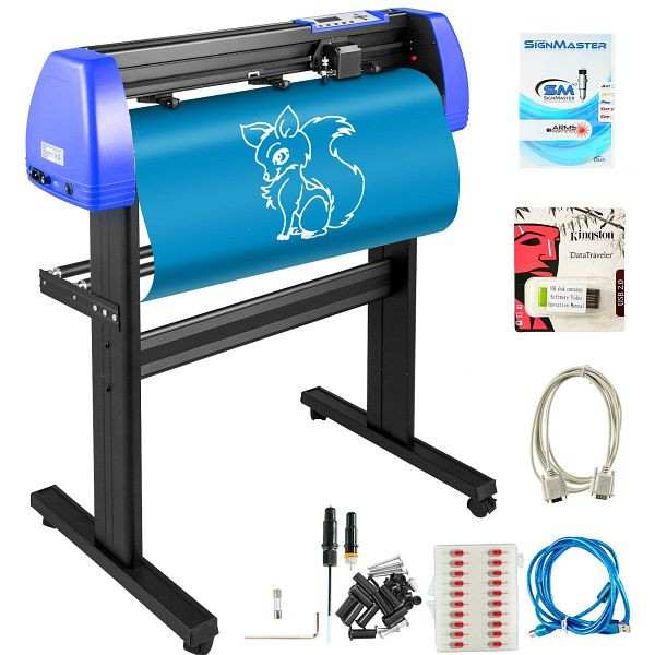 VEVOR 870mm Vinyl Schneidplotter, Farbe: schwarz / blau, 20 Klingen, KZJ870JKDHLS00001V2