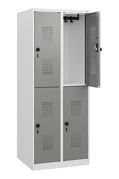 C+P Doppelstöckiger Spind Evolo PLUS, 4 Fächer, 1530x600x500mm, 7035/0004, Drehriegel, 0493005-20 S10014