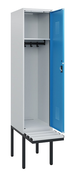C+P Spind Evolo PLUS, 1 Abteil, 1950x400x815mm, 7035/5012, Zylinderschloss, Material Sitzfläche Kunststoff, 0490405-12 S10088