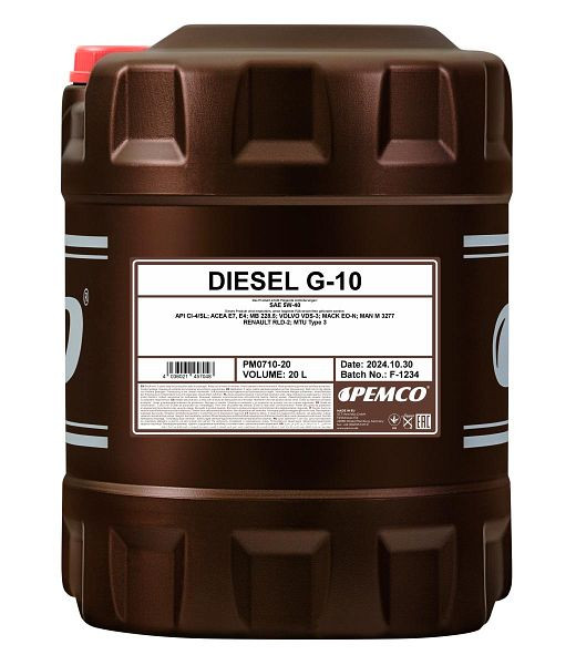PEMCO Ganzjahres-Motoröl 710 Diesel G-10 UHPD 5W-40, VE: 20 l, PM0710-20