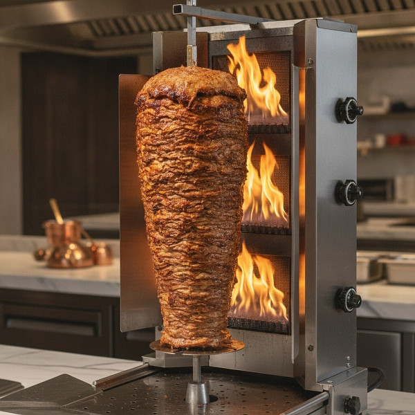 SGS Gastro Lavastein Dönergrill mit Motor Unten, 3 Lavastein Brenner, max. 40 kg, LDM03