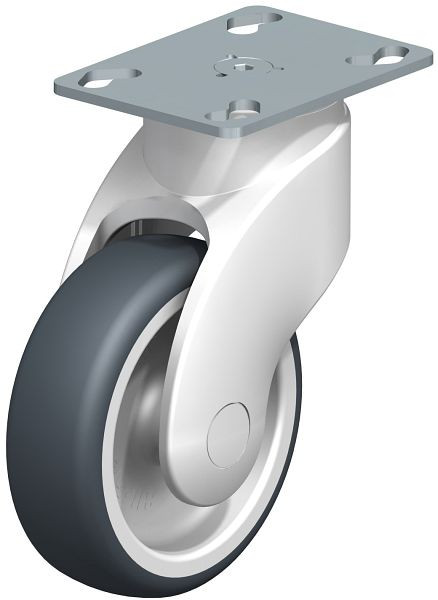 Blickle LWK-TPA 101G-P25 Kunststoff-Lenkrolle WAVE mit Anschraubplatte, Thermoplastisches Gummi-Elastomer, Grau, 744779