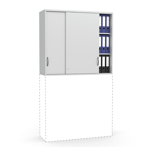 Deskin Schiebetüren-Aufsatzschrank MULTI M, Dekor lichtgrau, B 1200 x H 1055 x T 420 mm, 271931