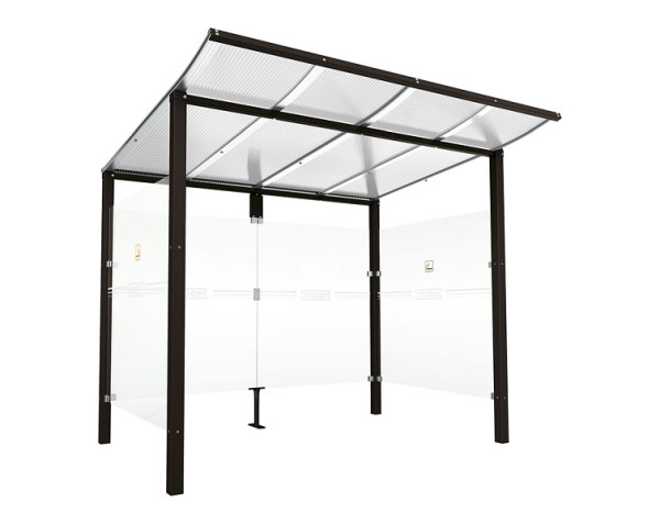 Procity Raucherunterstand Modulo - Ohne Frontverkleidung - Tiefe 1990 mm, Farbe RAL 9005, Maße: Breite 2500 x Höhe 2250 x Tiefe 2000 mm, 529572.9005